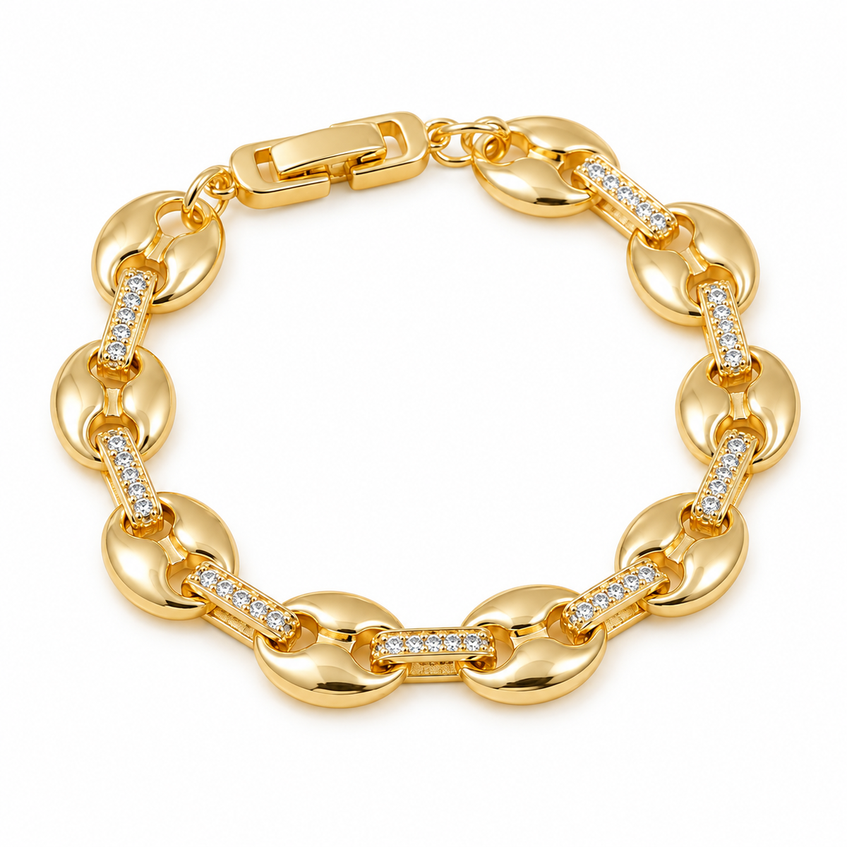 Coffee Bean Link Bracelet — full bracelet on white background