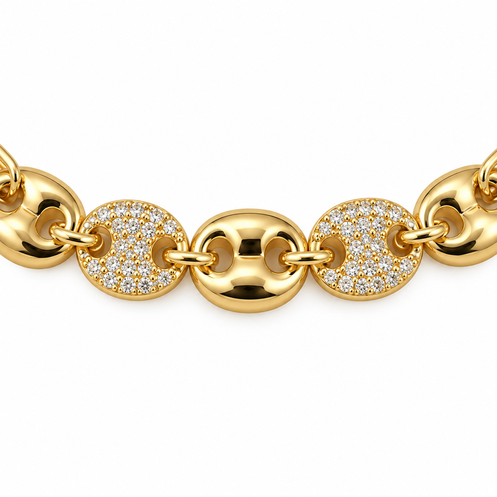 Coffee Bean Pavé Bracelet — close-up of jewelry details