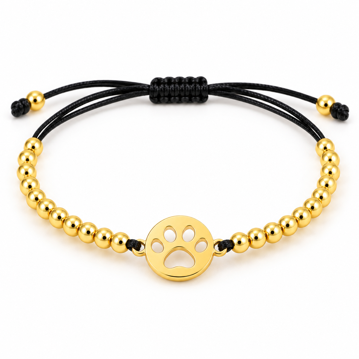 Paw Print Cord Bracelet — close-up on white background