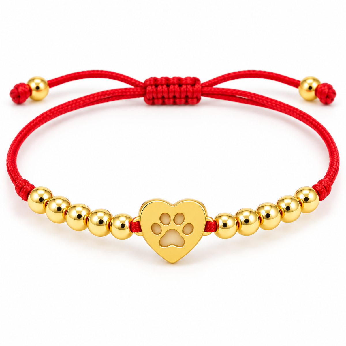 Paw Heart Cord Bracelet — close-up on white background