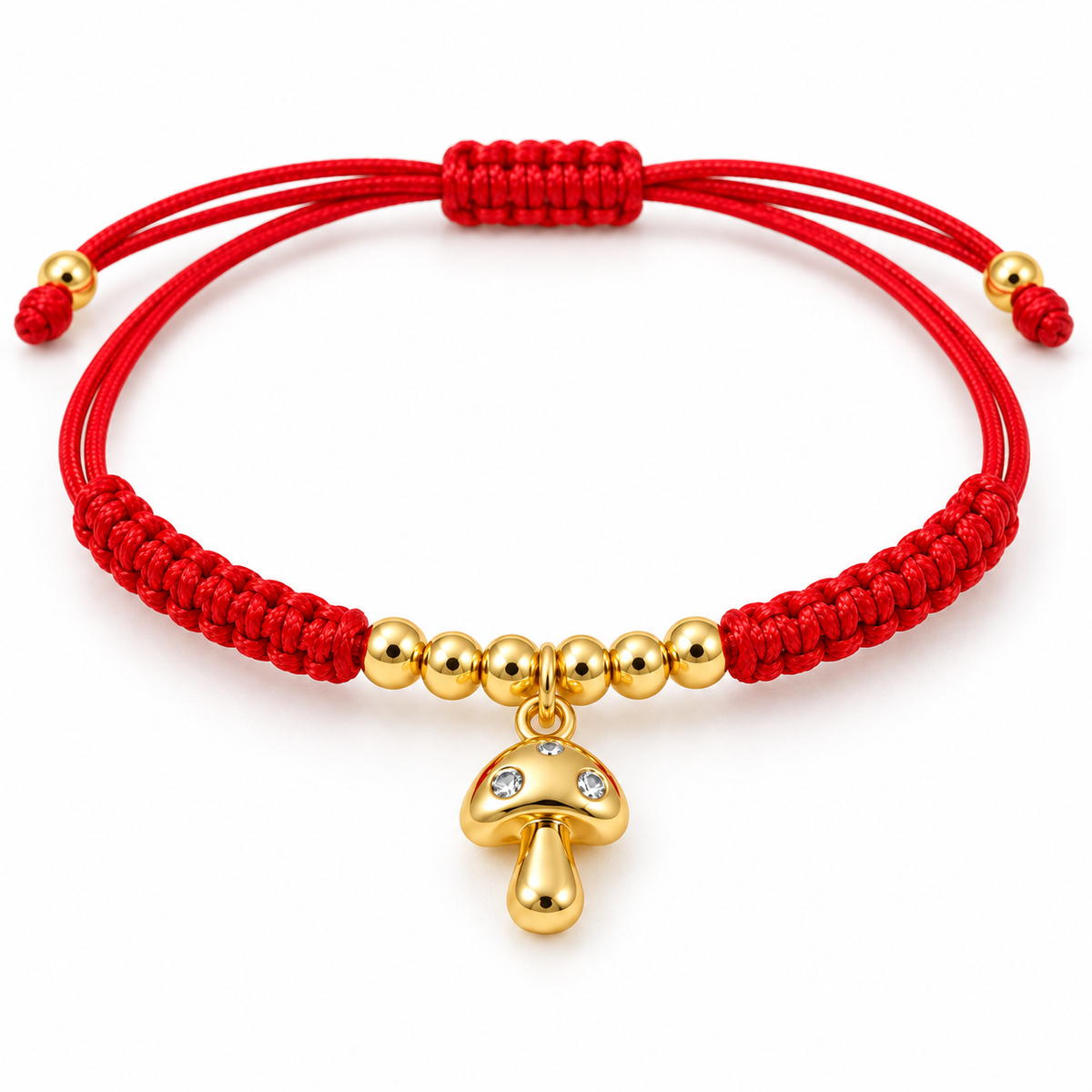 Mystic Mushroom Cord Bracelet — close-up on white background