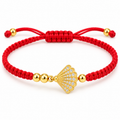 Red Seashell Cord Bracelet — close-up on white background