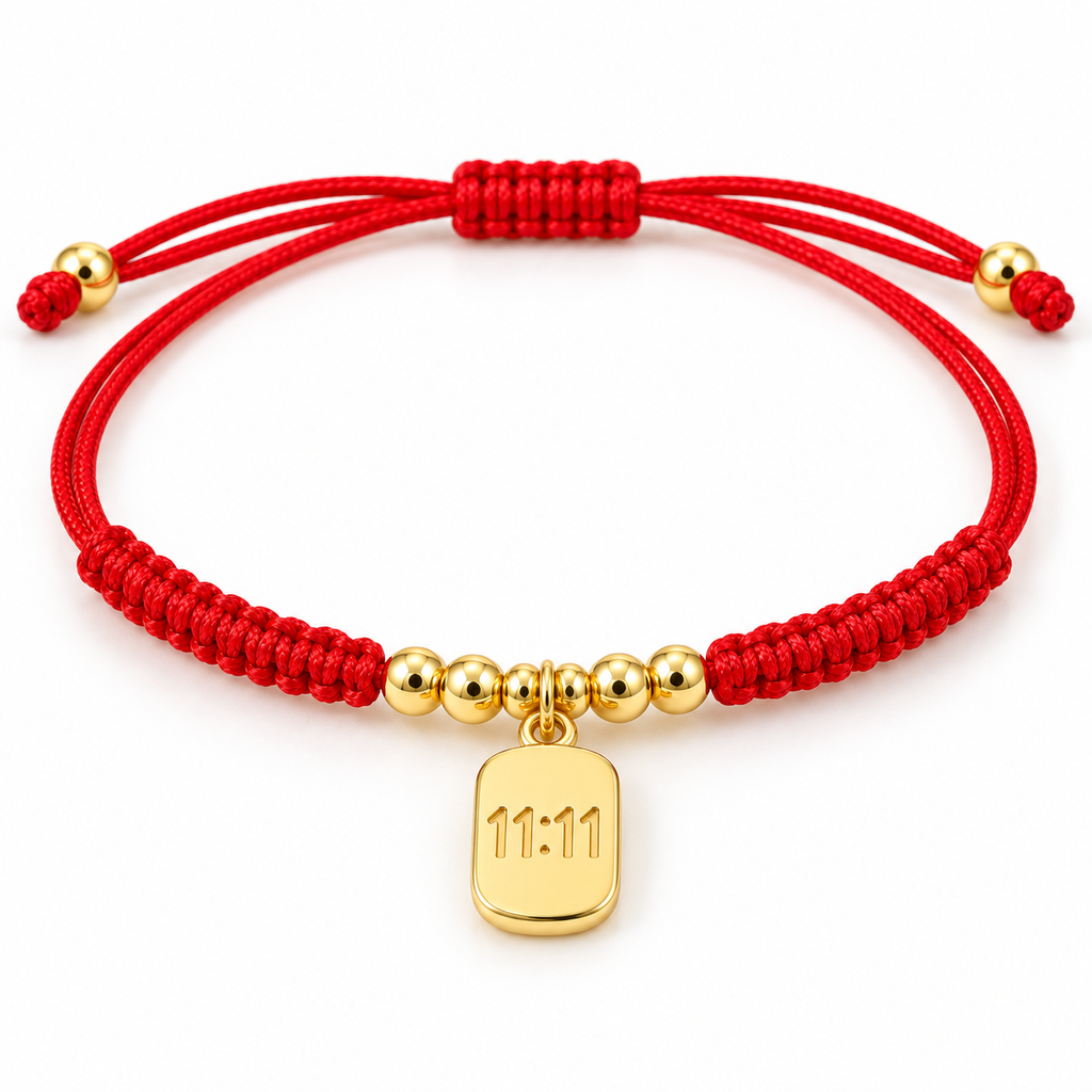 11:11 Cord Bracelet — close-up on white background