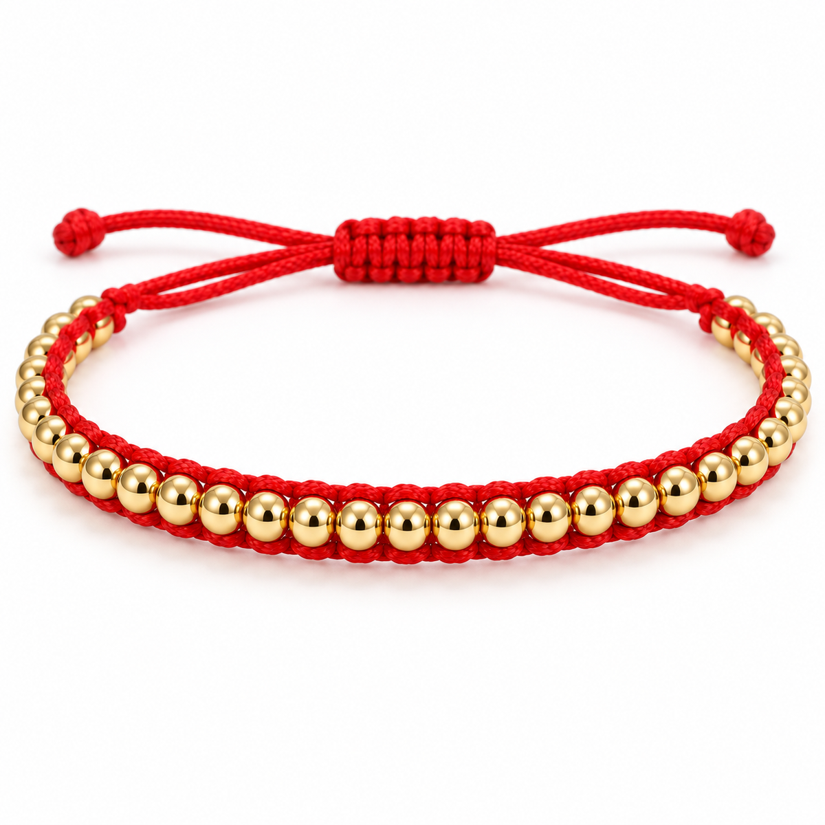 Gold Filled Red Cord Bracelet — close-up on white background