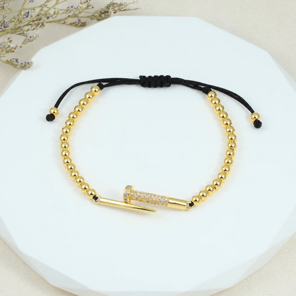 Crystal Nail Cord Bracelet — complete bracelet view without QR code