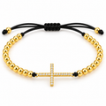 Sparkling Cross Cord Bracelet — close-up on white background