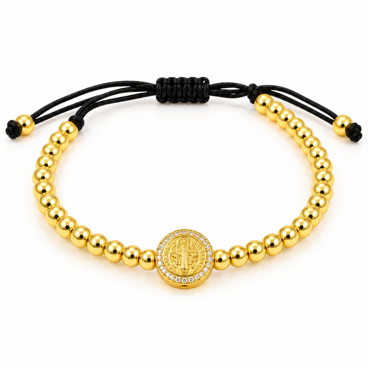 Saint Benedict Beaded Bracelet — close-up on white background
