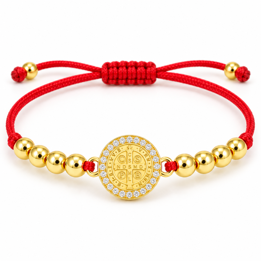 Saint Benedict Halo Cord Bracelet — close-up on white background