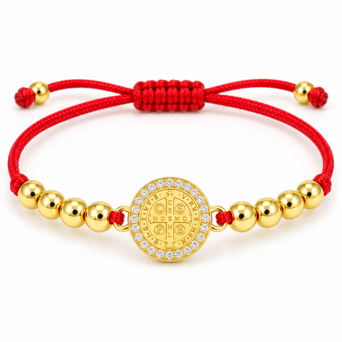 Saint Benedict Halo Cord Bracelet — close-up on white background