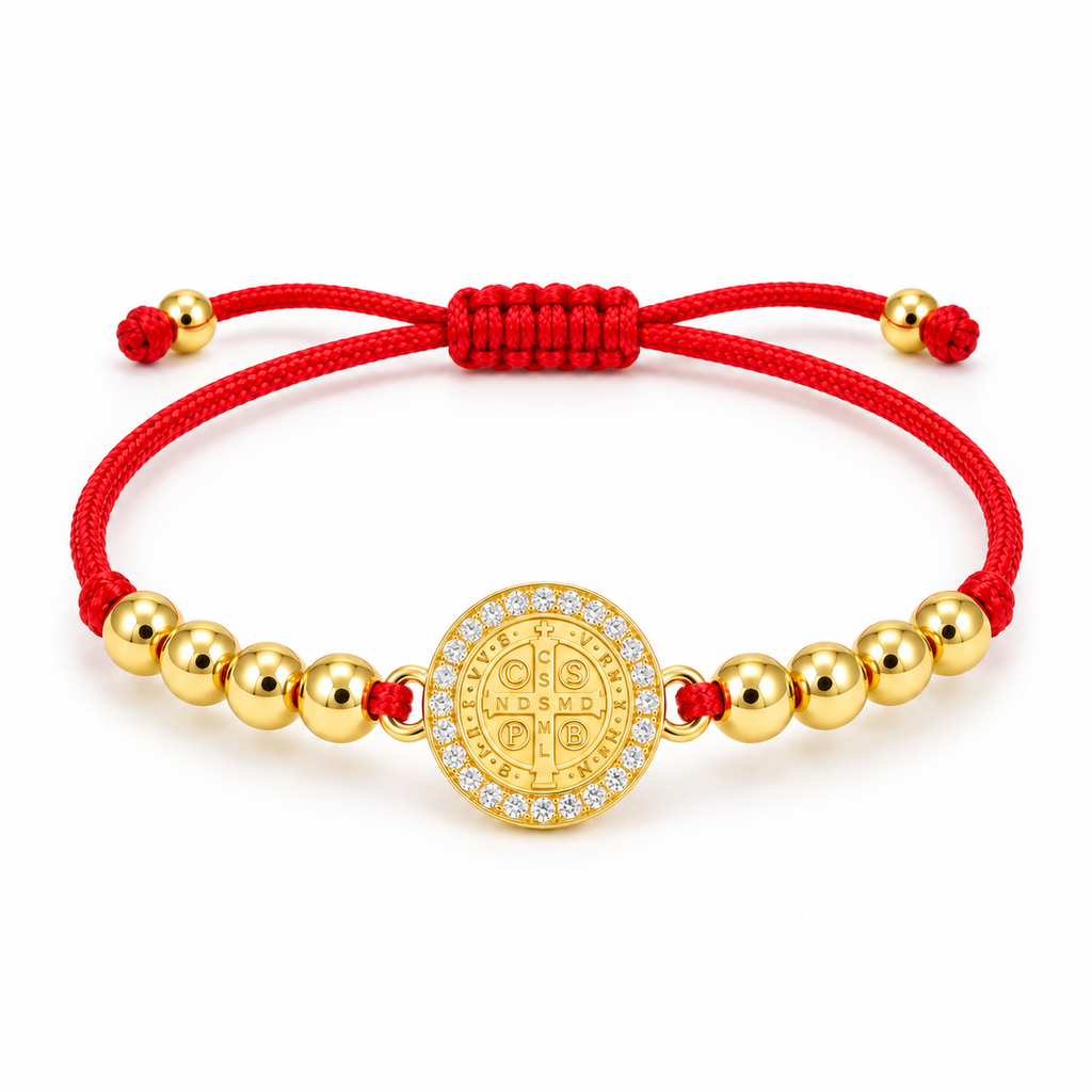 Saint Benedict Halo Cord Bracelet — complete bracelet view