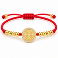 Red Saint Benedict Cord Bracelet — close-up on white background