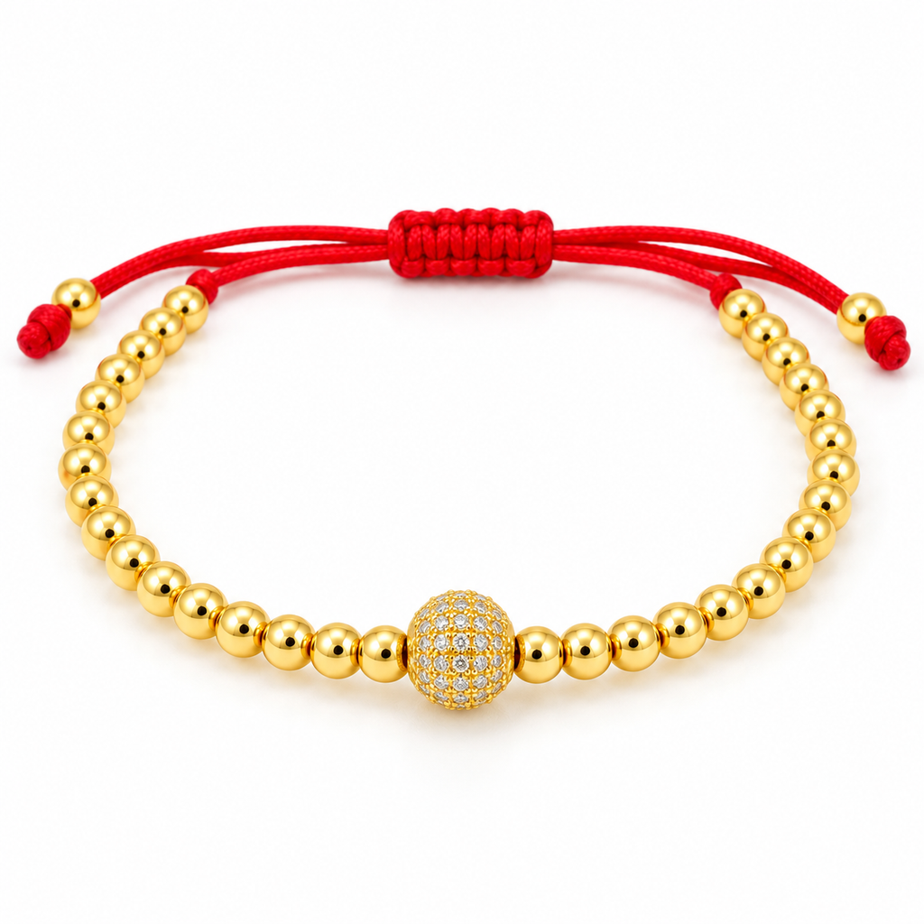 Fireball Beaded Cord Bracelet — close-up on white background