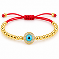 Sparkling Evil Eye Cord Bracelet — close-up on white background