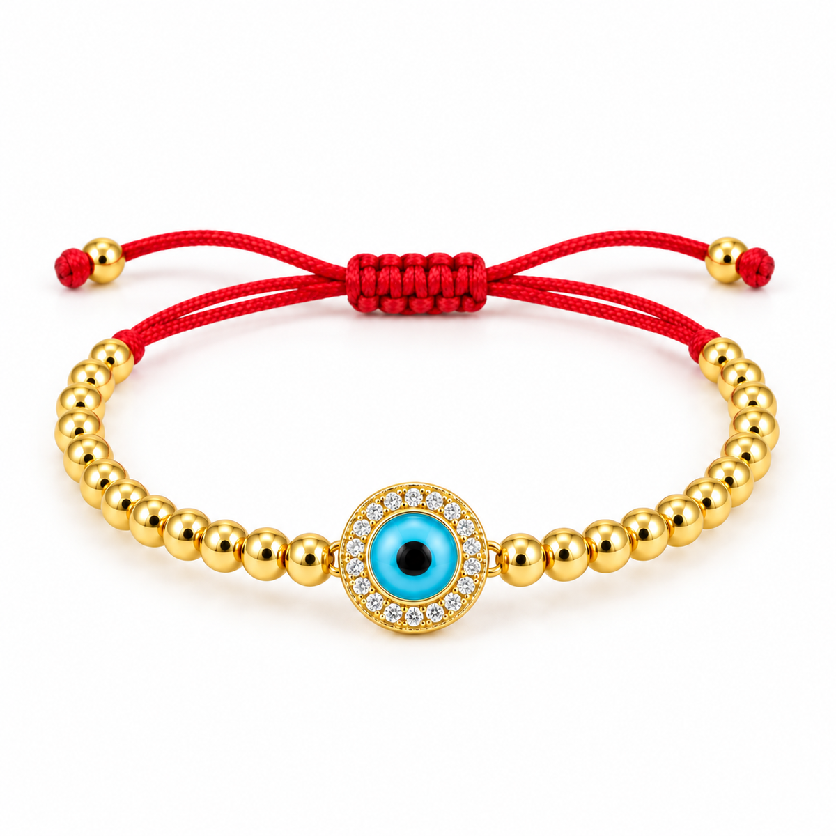 Sparkling Evil Eye Cord Bracelet — complete bracelet view