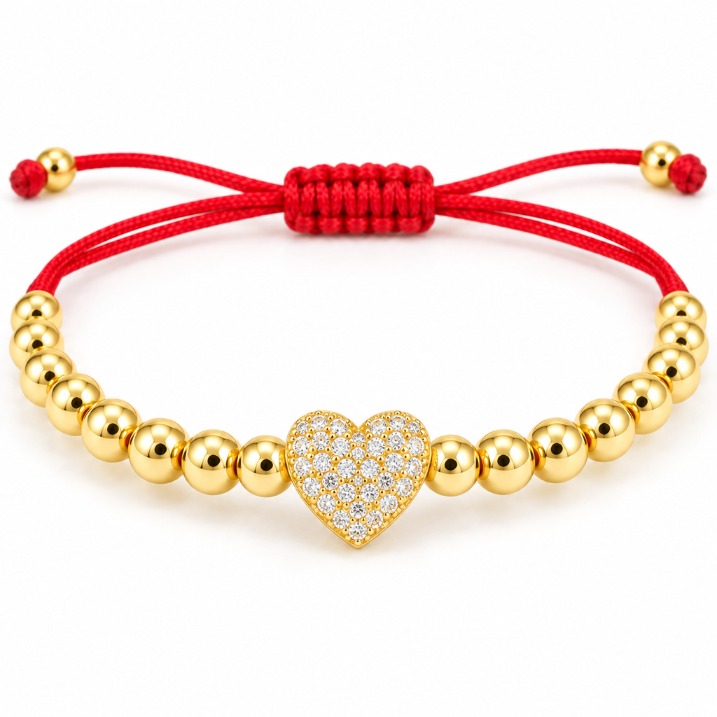 Elegance Heart Cord Bracelet — close-up on white background