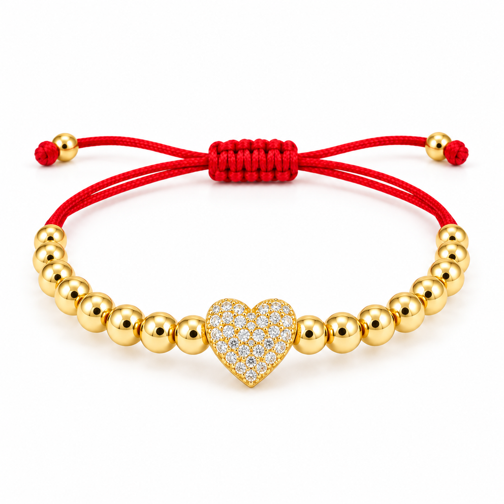 Elegance Heart Cord Bracelet — complete bracelet view
