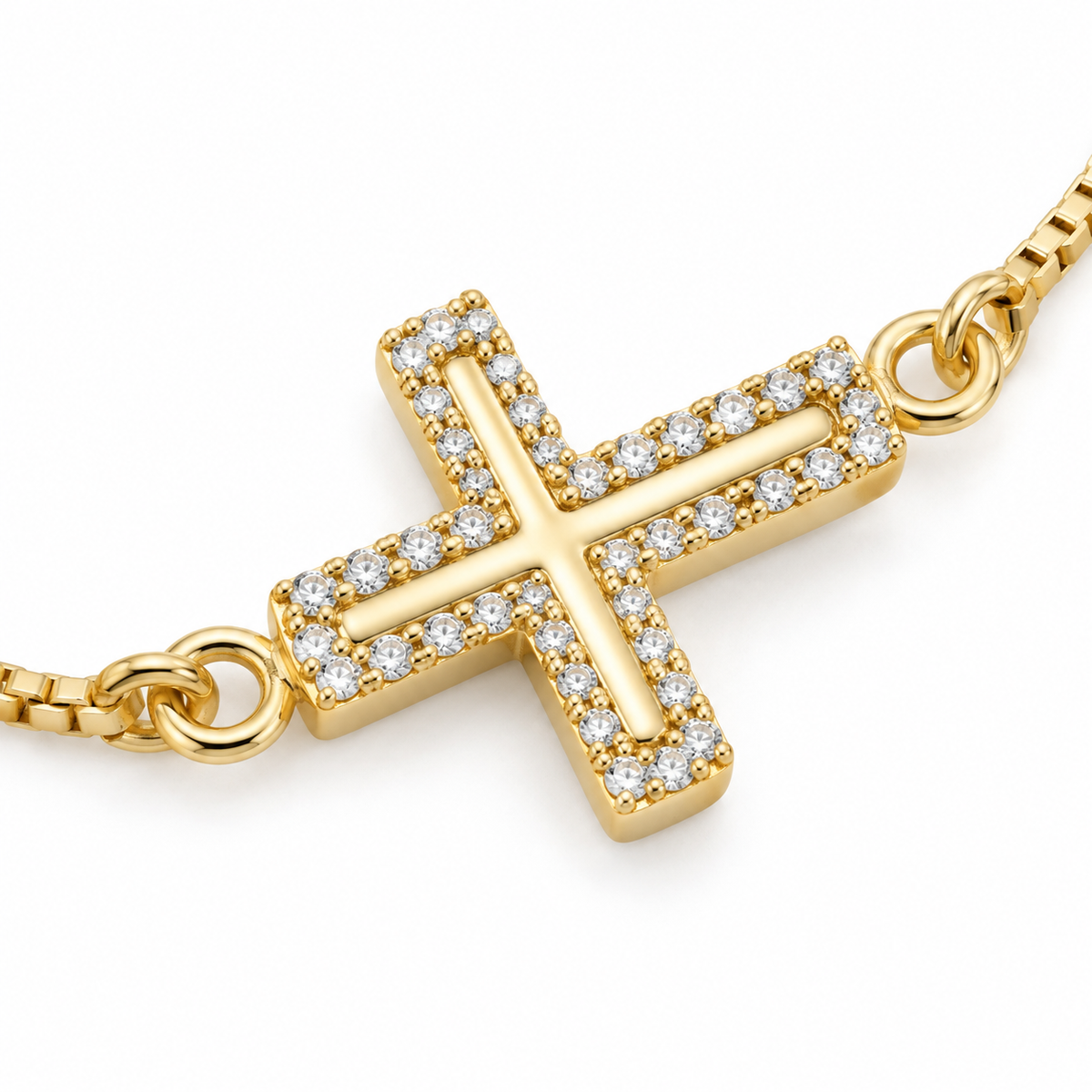 Cross Shine Adjustable Bracelet — close-up of jewelry details
