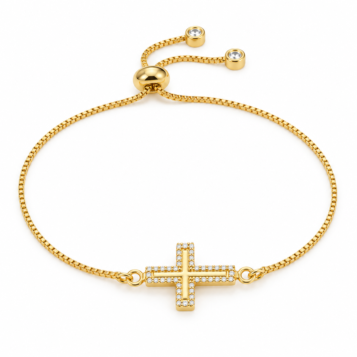 Cross Shine Adjustable Bracelet — full bracelet on white background