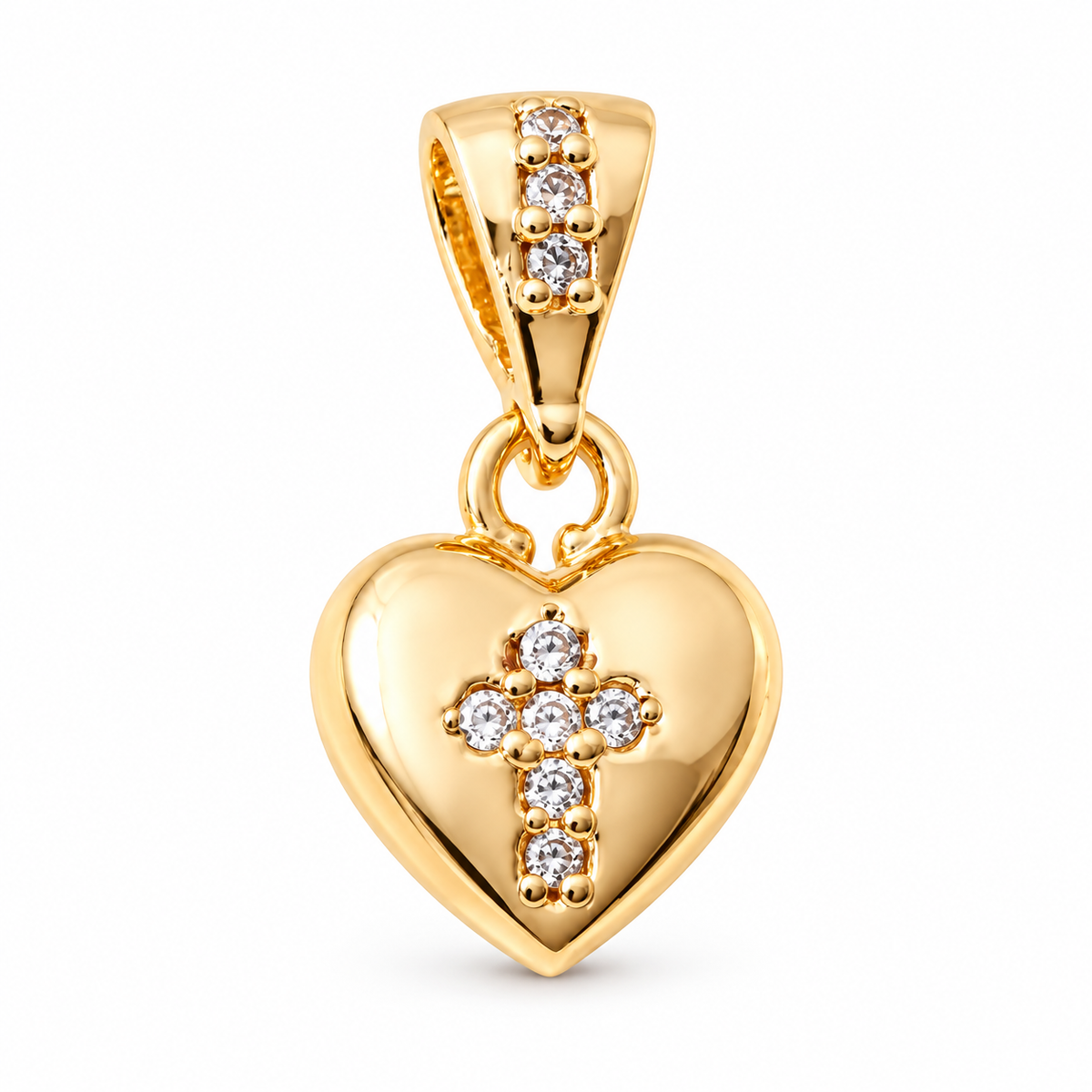 Crossed Heart Pendant - 18K Gold Filled, high-definition close-up on white