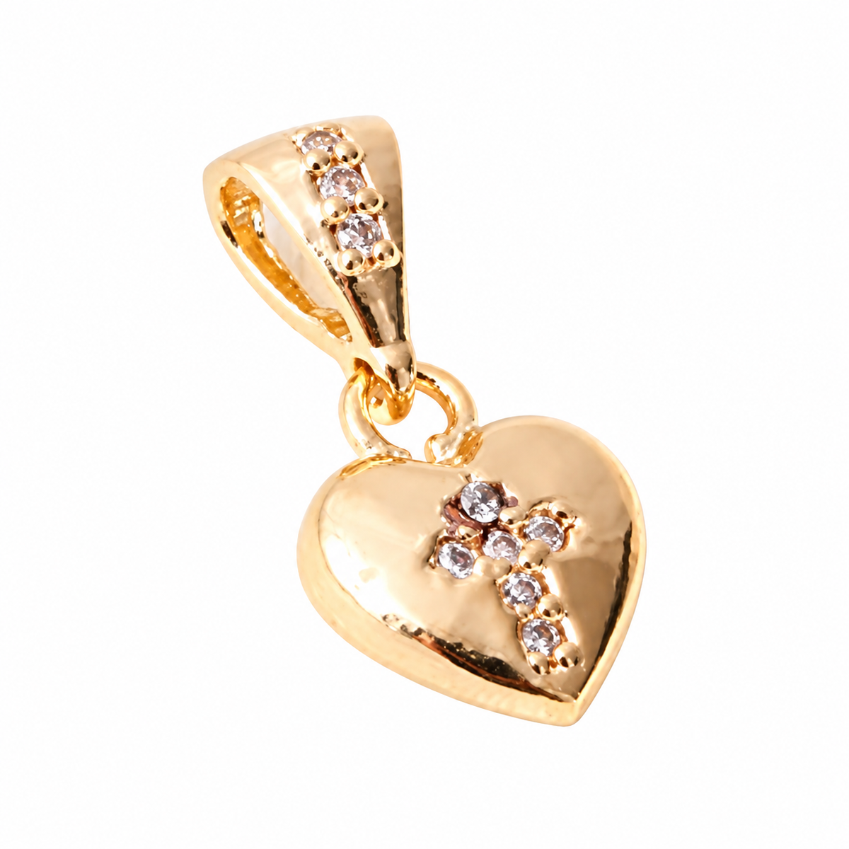 Crossed Heart Pendant - 18K Gold Filled on a uniform white background