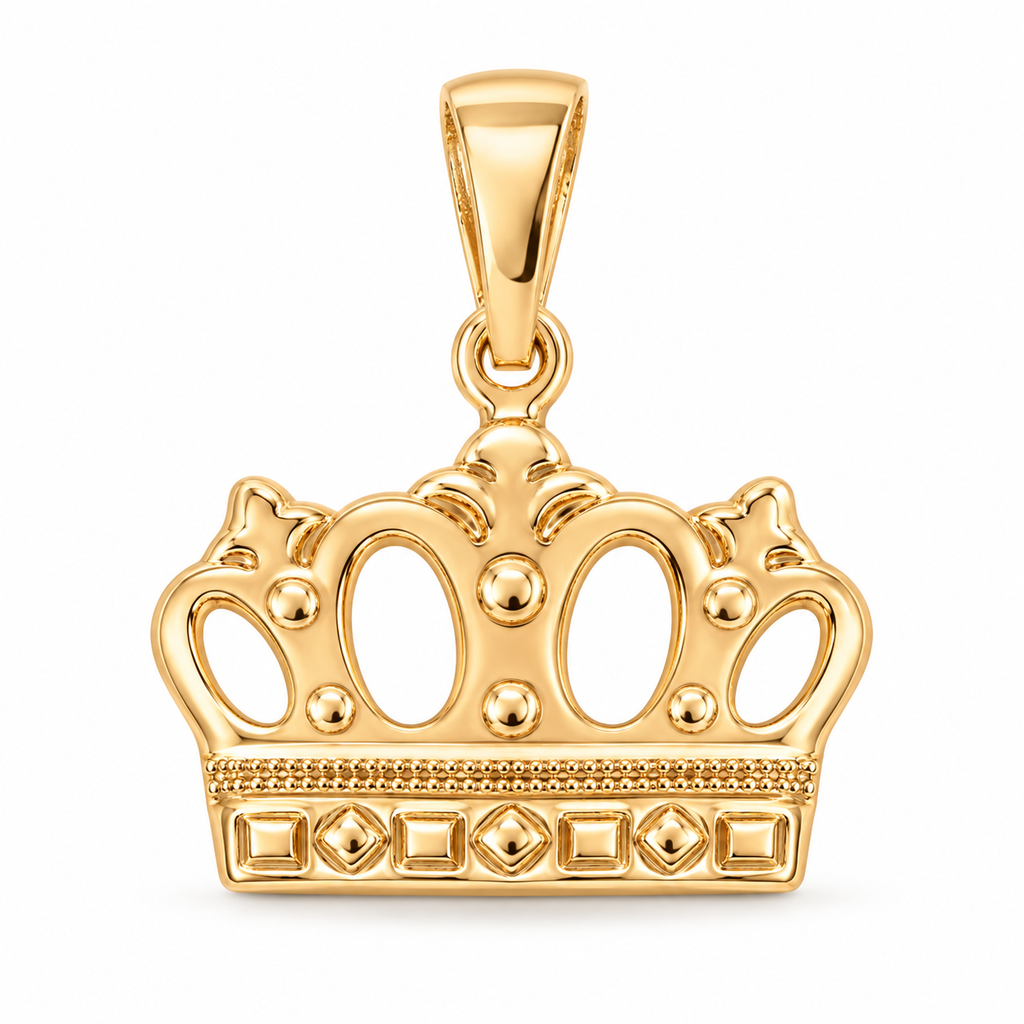 Crown Charm - 18K Gold Filled, high-definition close-up on white