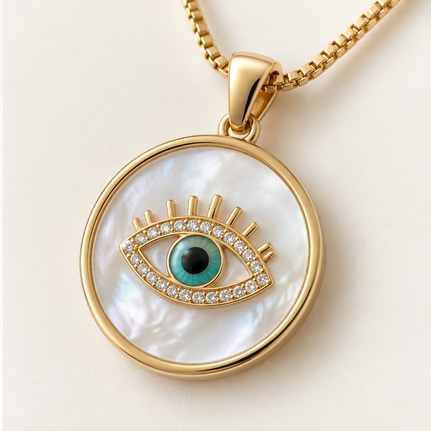 Dalia Evil Eye Necklace close-up detail