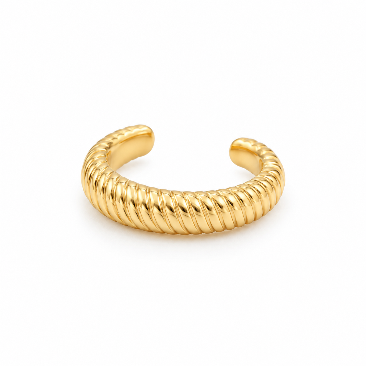 Ribbed Gold Ear Cuff - full product view