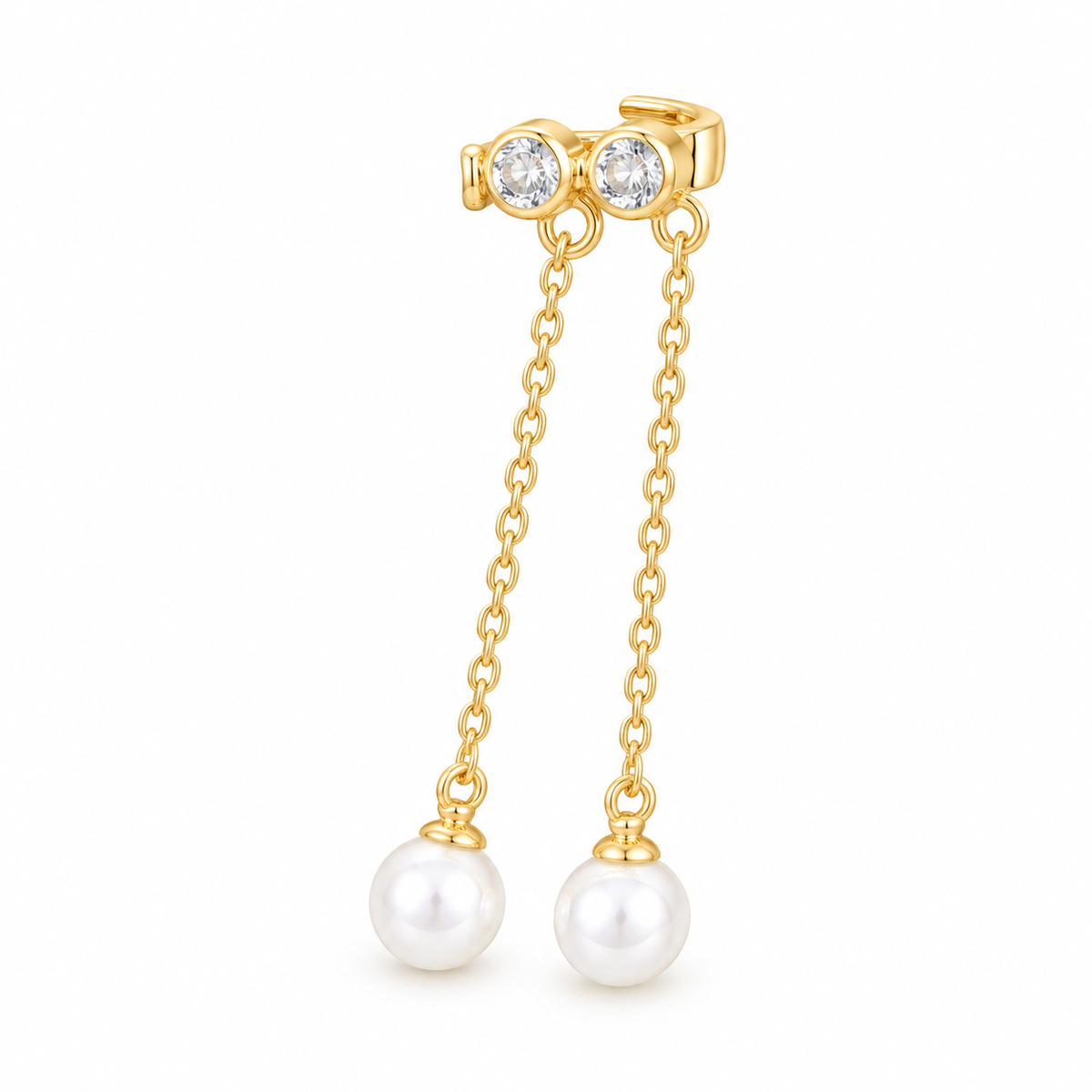 Pearl Drop Chain Ear Cuff - full product view