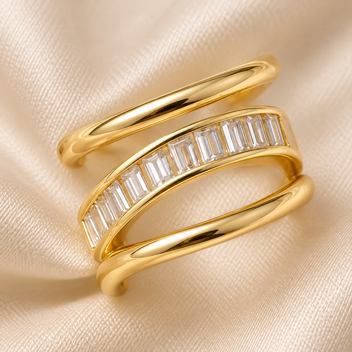 Baguette Double Band Ear Cuff - close-up detail