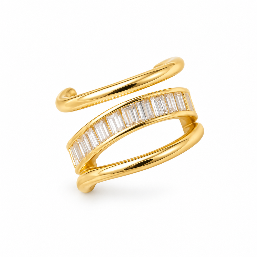 Baguette Double Band Ear Cuff - full product view