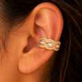 Wave Marquise Ear Cuff - on-ear try-on