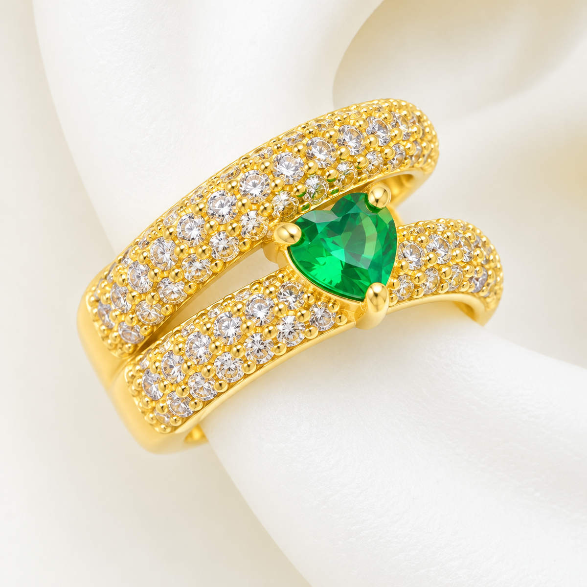 Green Heart Ear Cuff - close-up detail