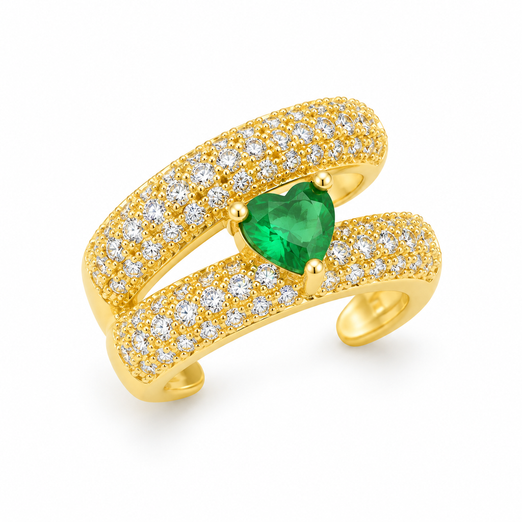 Green Heart Ear Cuff - full product view