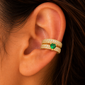 Green Heart Ear Cuff - on-ear try-on