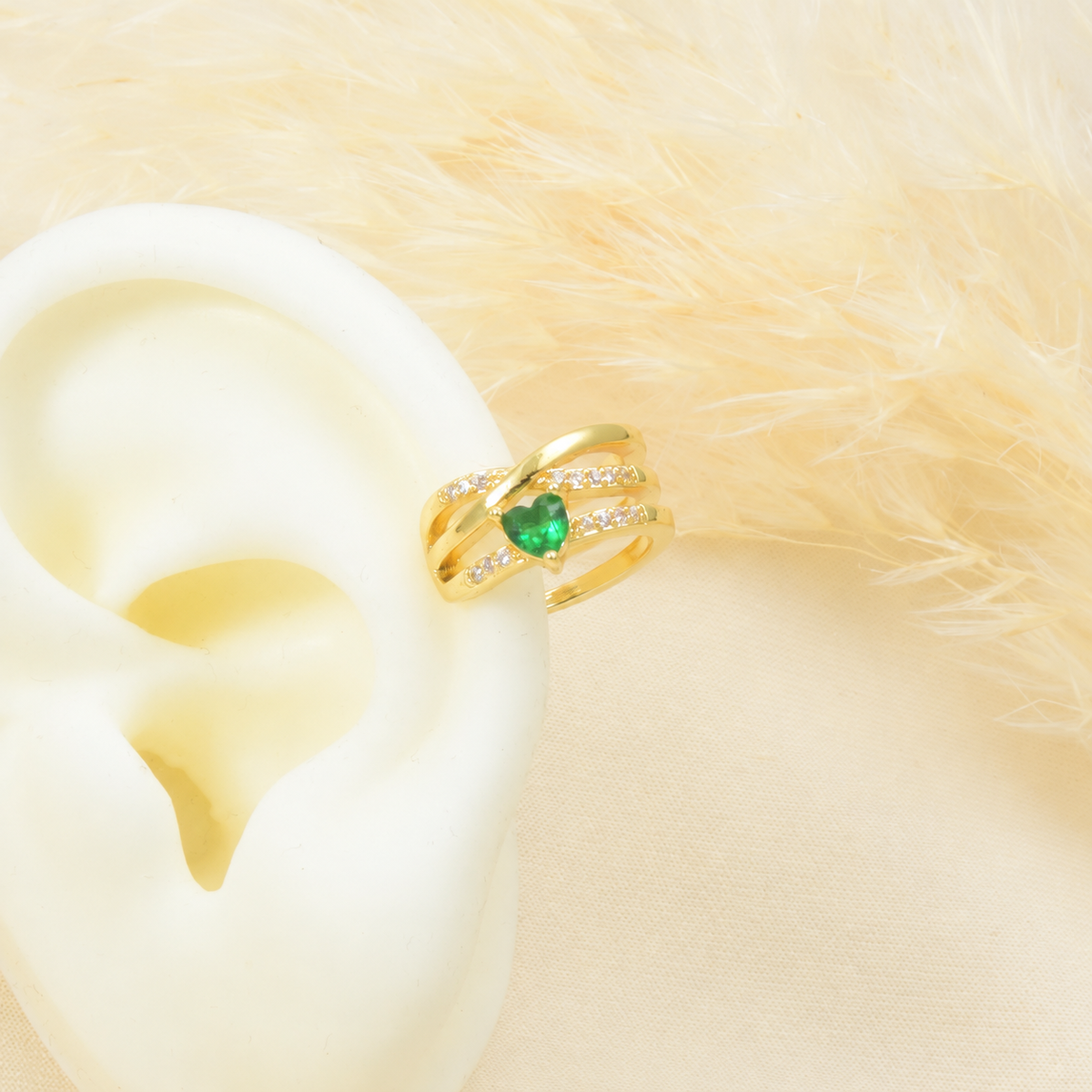 Green Crystal Openwork Ear Cuff - catalog view