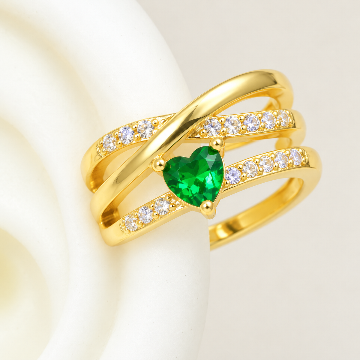 Green Crystal Openwork Ear Cuff - close-up detail
