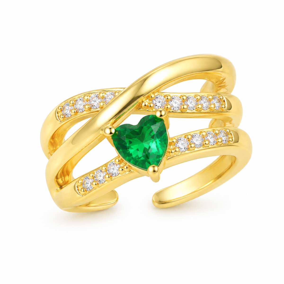 Green Crystal Openwork Ear Cuff - full product view