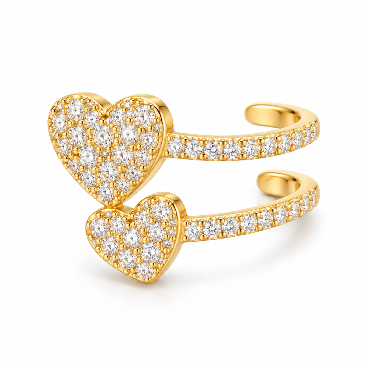 Twin Heart Ear Cuff - full product view