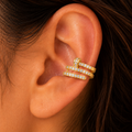 Triple Bar Crystal Ear Cuff - on-ear try-on