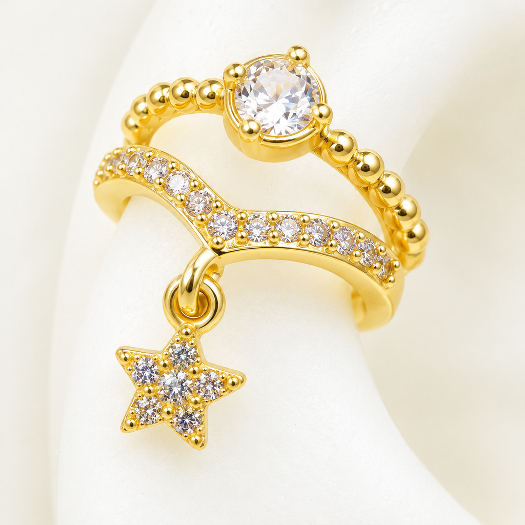 Star Drop Ear Cuff - close-up detail