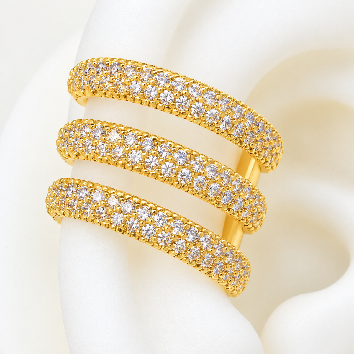 Triple Row Crystal Ear Cuff - close-up detail