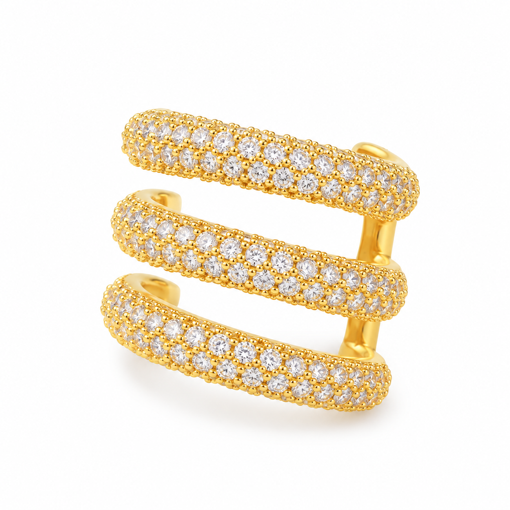 Triple Row Crystal Ear Cuff - full product view