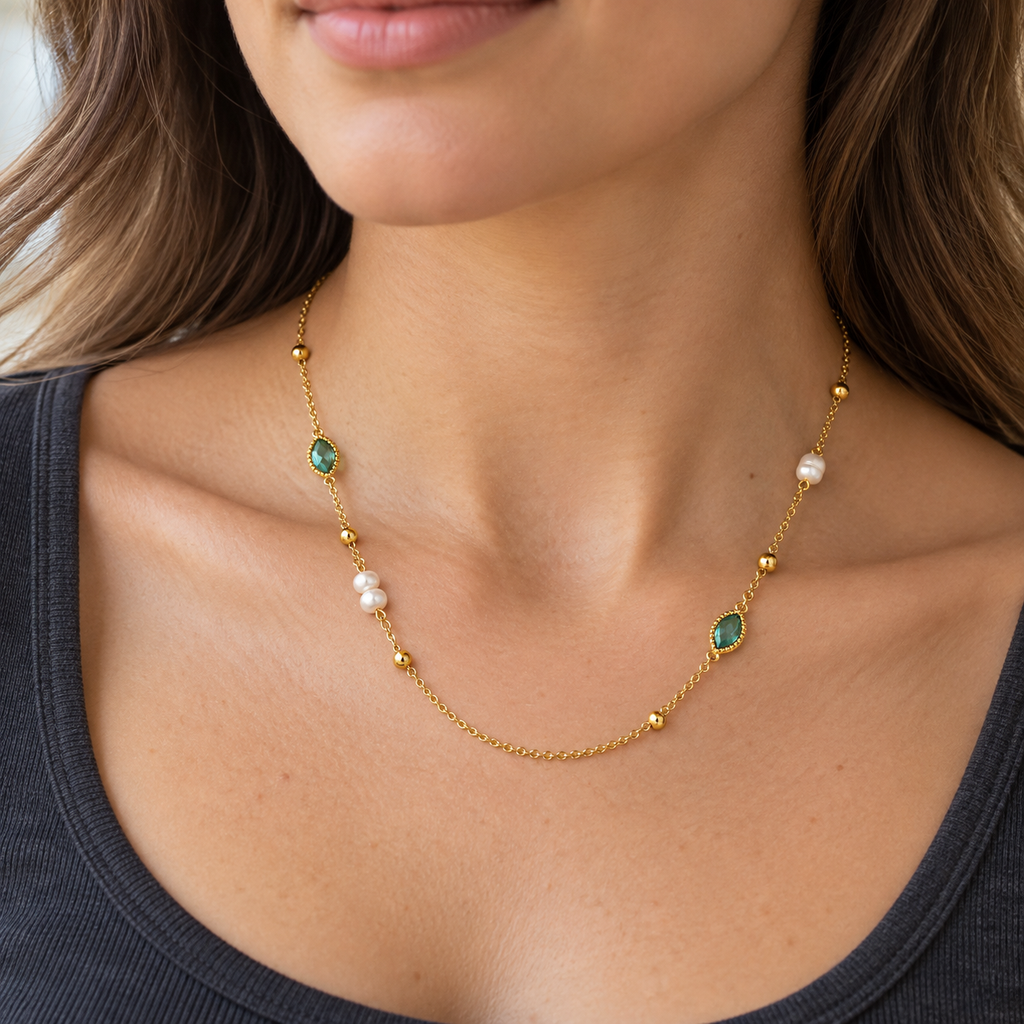 Eden Freshwater Pearl Necklace — worn on model