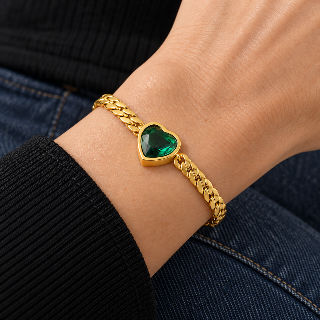 Eden Heart Bracelet worn on wrist with modern everyday clothing