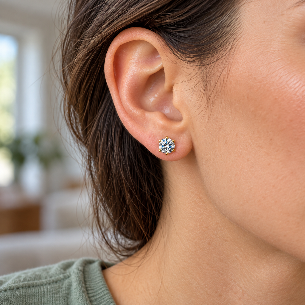 Elara Crystal Stud Earrings — worn