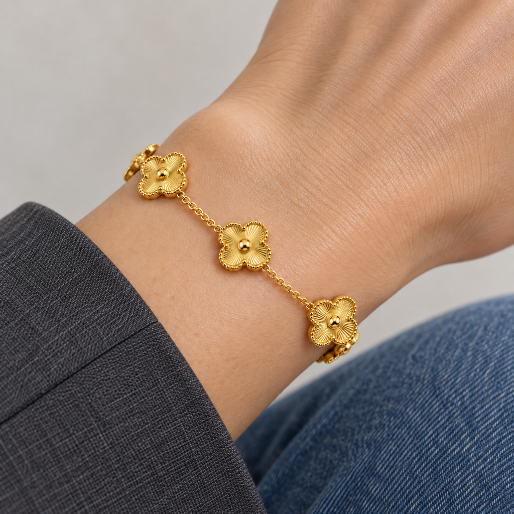 Eloise Floral Meadow Bracelet worn with contemporary clothing