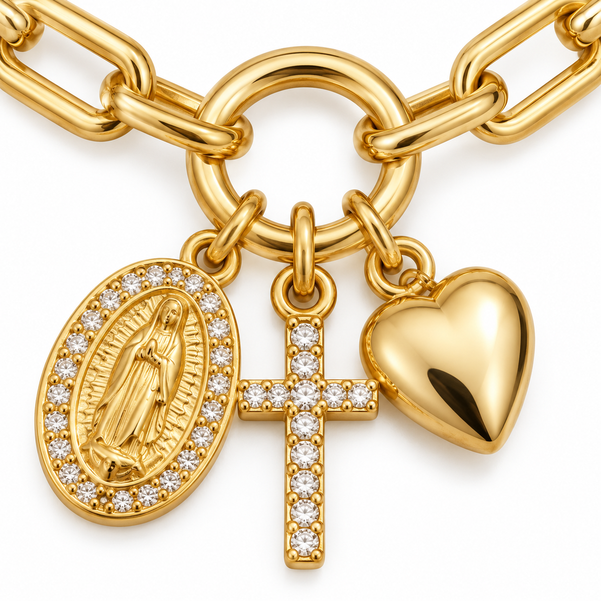 Faith Charm Paperclip Bracelet — detail
