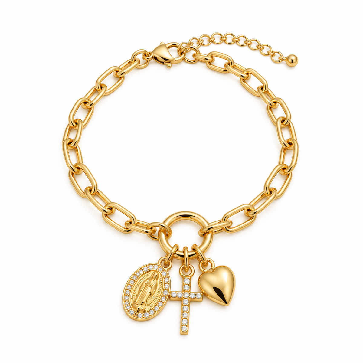Faith Charm Paperclip Bracelet — main