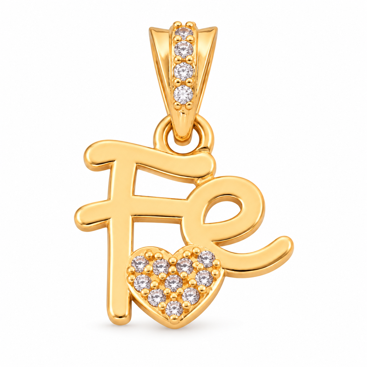 Faith Heart Charm - 18K Gold Filled, high-definition close-up on white