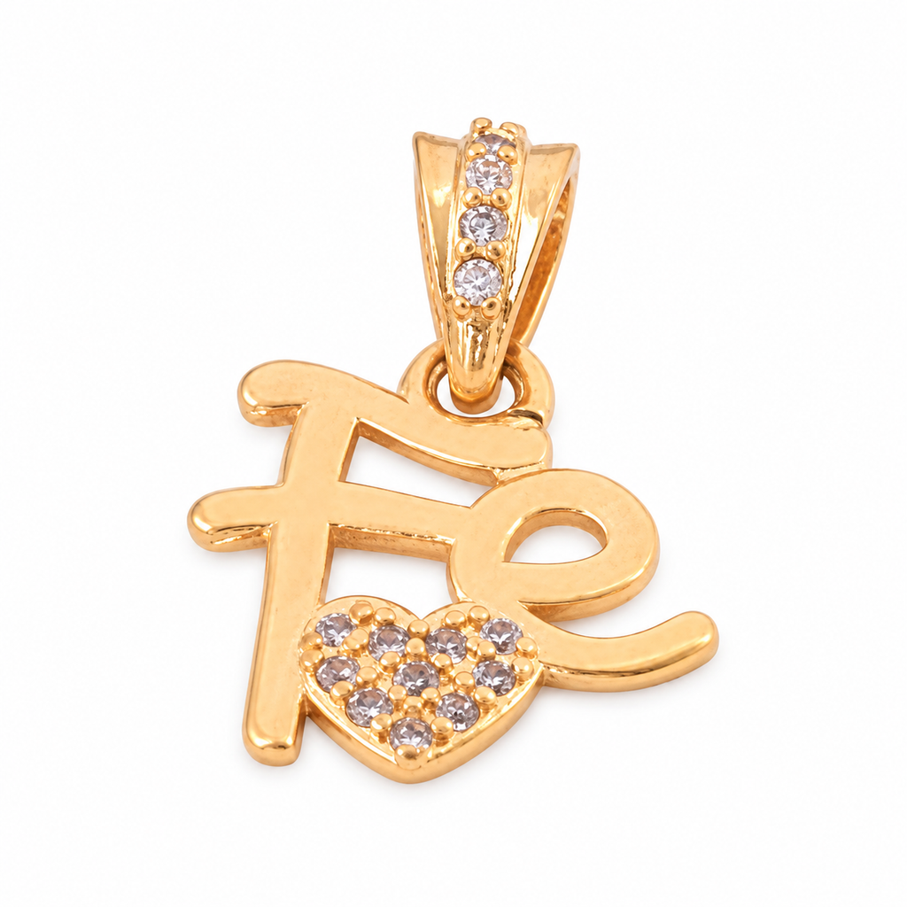 Faith Heart Charm - 18K Gold Filled on a uniform white background